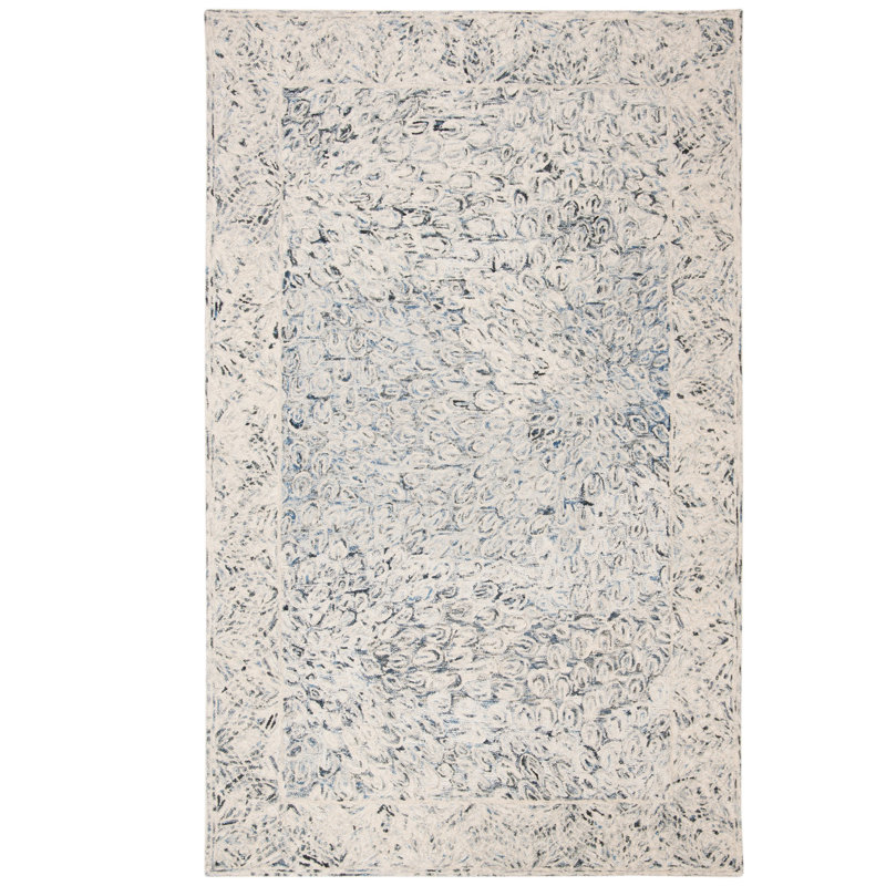 Tapis gris anthracite en laine / coton touffeté à la main Denisha, Rectangle 4pi x 6 pi
