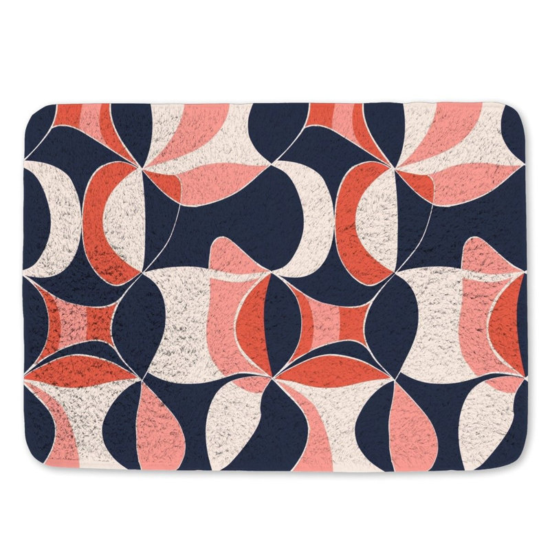 Floral Pattern Bath Mat Cool Pattern Bathroom Decor Abstract Petals, 17" W x 24" L