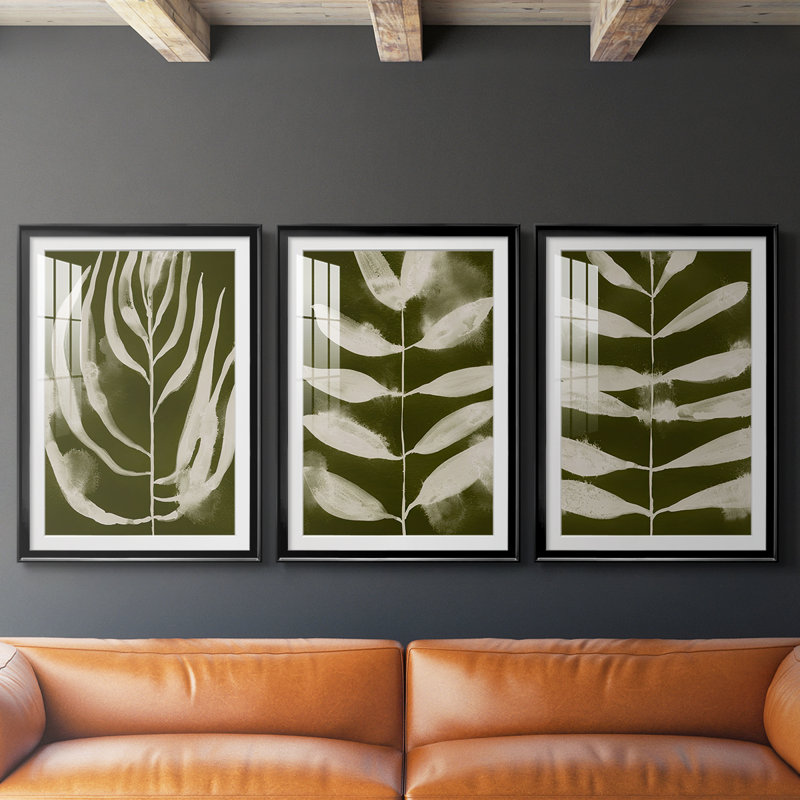 Organic Bloom IV - impression encadrée de qualité supérieure sur mesure mat - 3 pièces, Noir, H 21 po x l 30 po