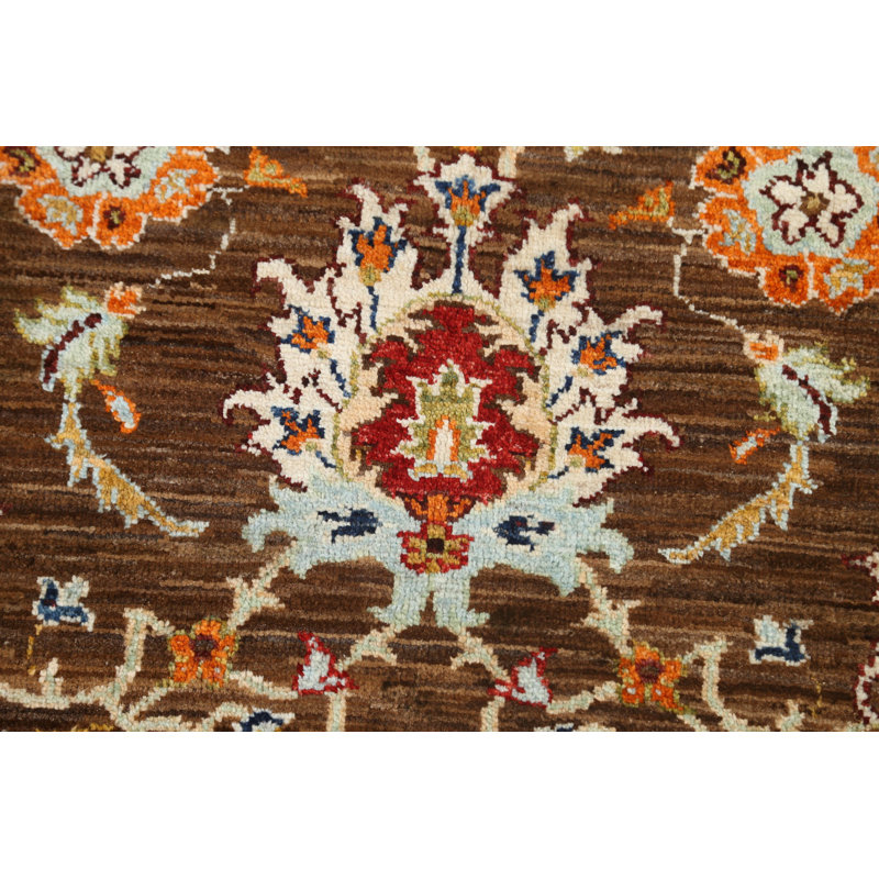 Tapis oriental 100% floral à teinture végétale Ziegler noué à la main 8 x 10