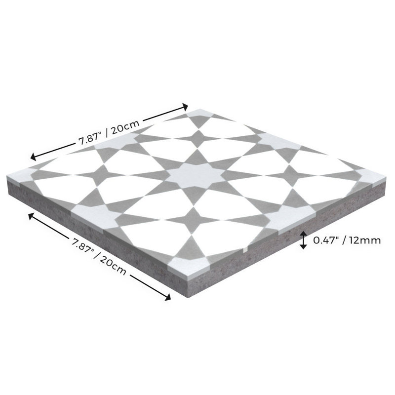 Taza 8" x 8" Wall & Floor Tile, Silver