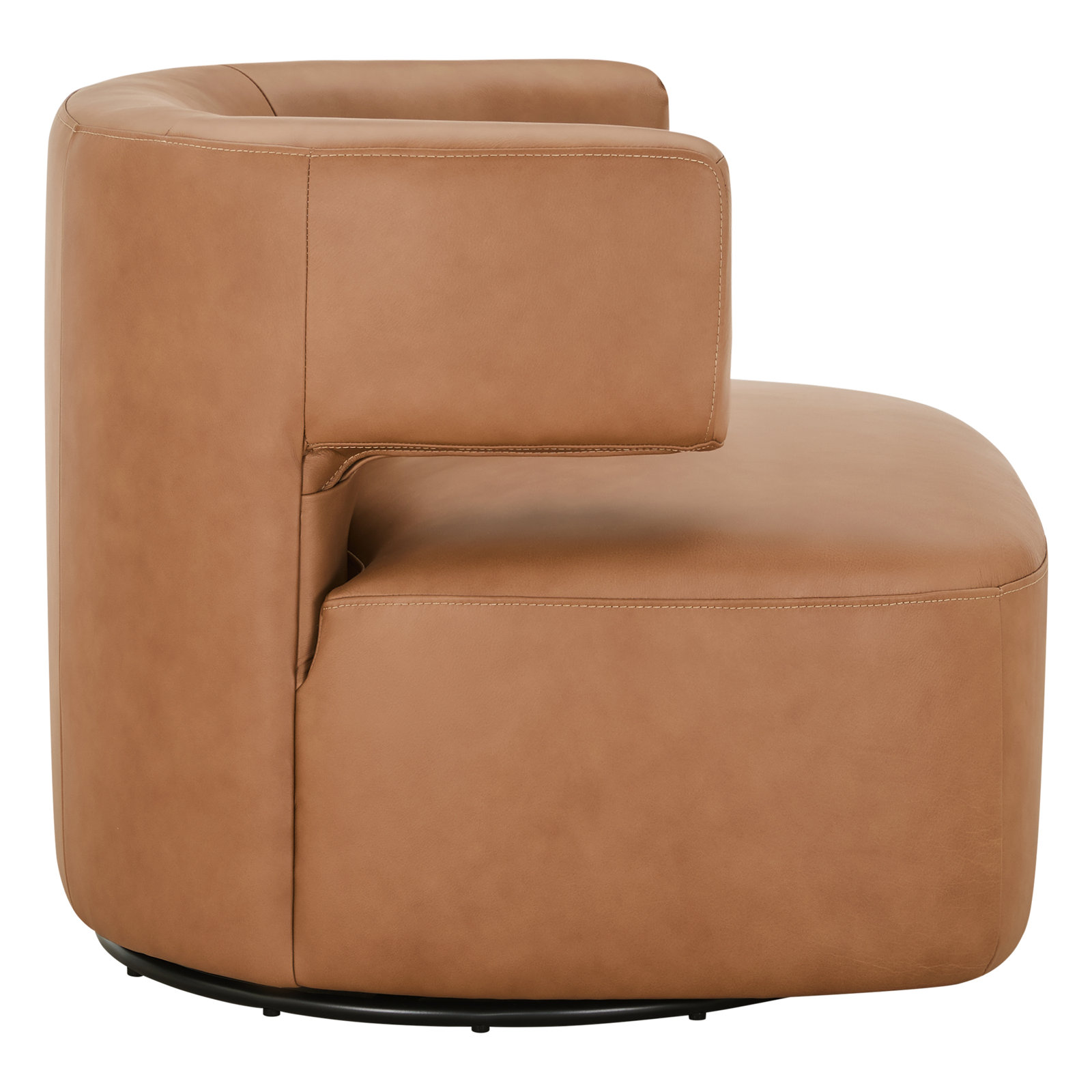 Bascom Genuine Leather Swivel Barrel Chair, Aline Butternut