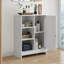 Armoire de salle de bain, support de rangement autoportant pour la cuisine, armoire de rangement au sol 23,62 po x 11,81 po x 31,5 po avec 1 armoire, 3 compartiments ouverts, tablettes réglables