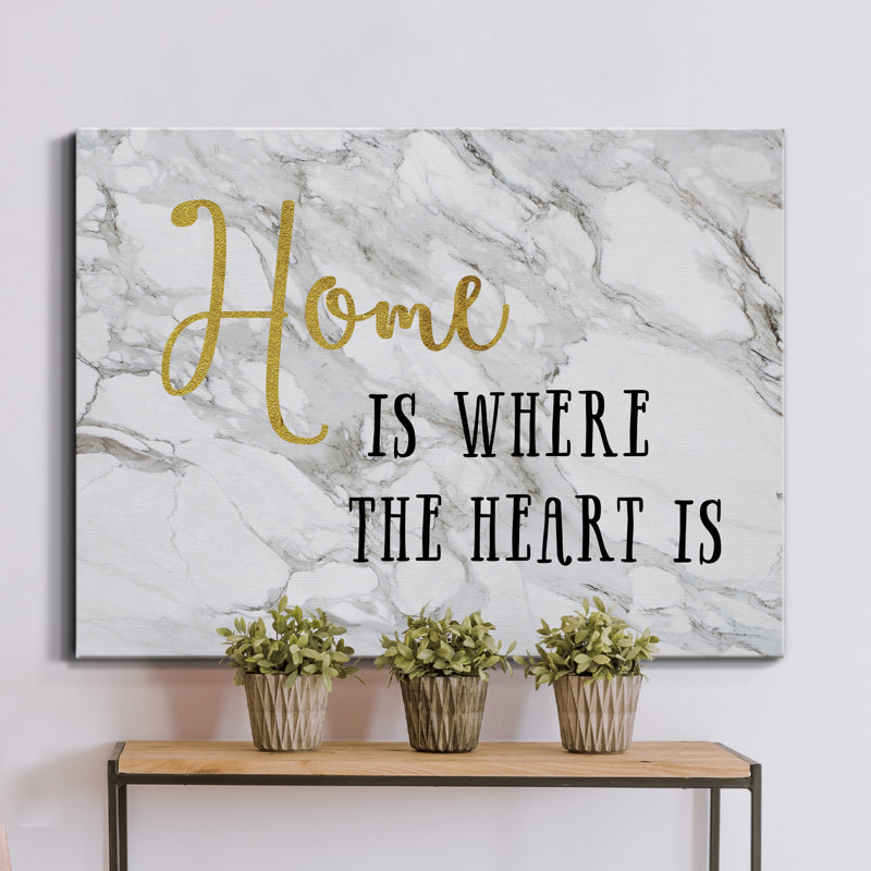 Marble Home - reproduction d'art textuel sur toile tendue, H 36 po x l 24 po x P 1 po