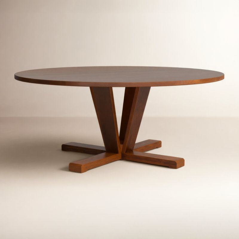 Darryn Round Solid Wood Dining Table, Medium Brown, 30" H x 72" W x 72" L