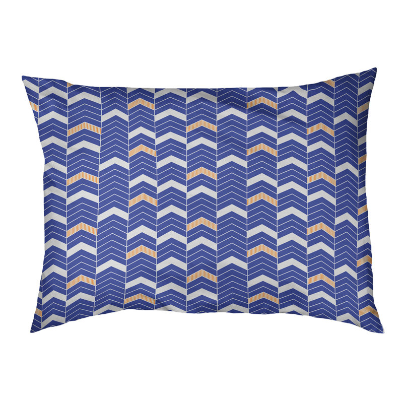 Coussin de concepteur lineed Chelan, Grand (L 50 po x l 40 po), Bleu / Orange
