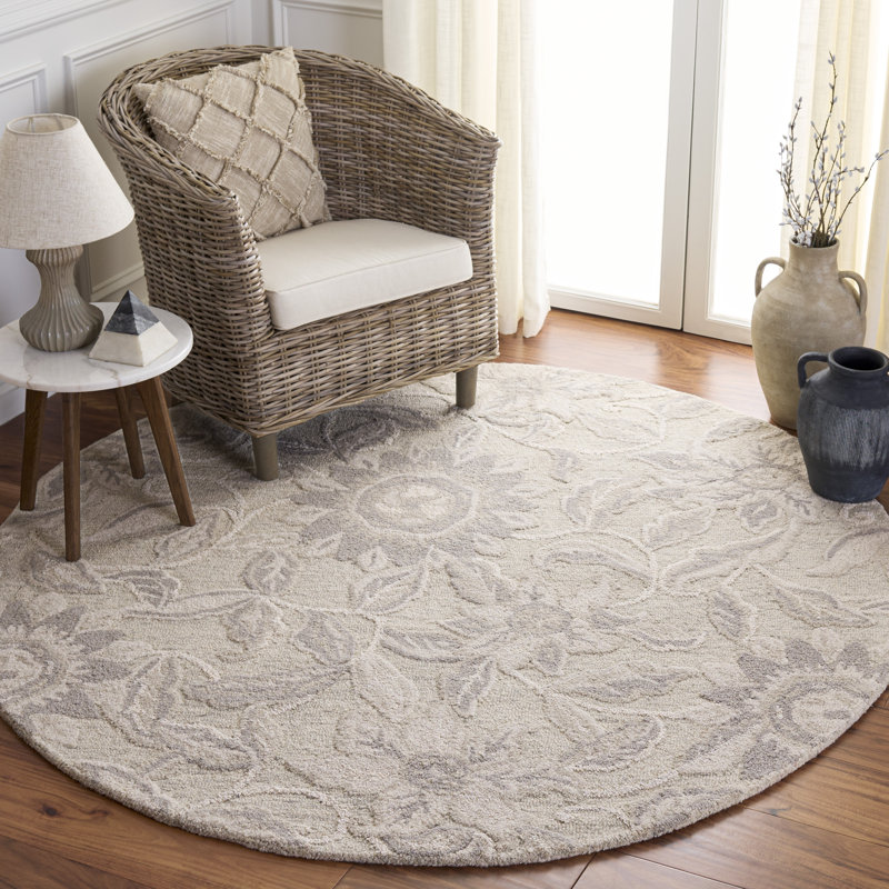 Jardin 469 Hand Tufted 80% Wool; 20% Cotton Floral Rug, Round 6'