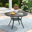 Malnar Round Metal Outdoor Dining Table With Umbrella Hole , 41.73'' in. W 41.73'' in. D