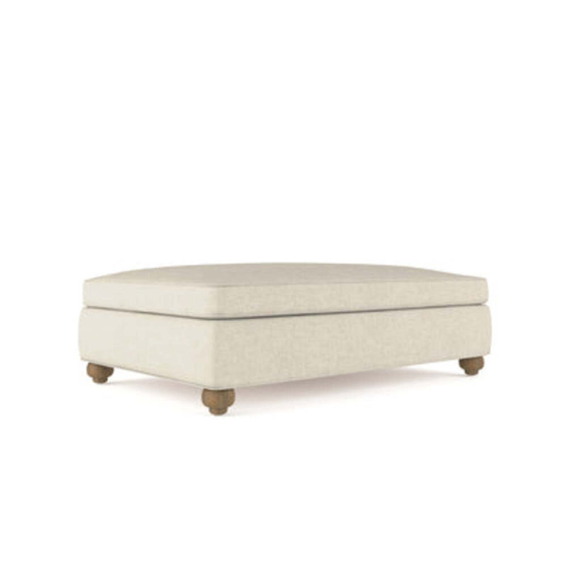 Leroy Ottoman, Plush Velvet Oyster, Weathered