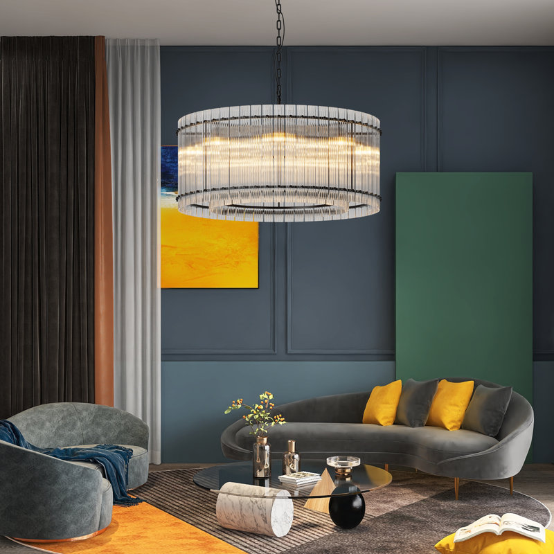 Lustre tambour Modern Minimalist, semi-encastré moderne, Noir mat
