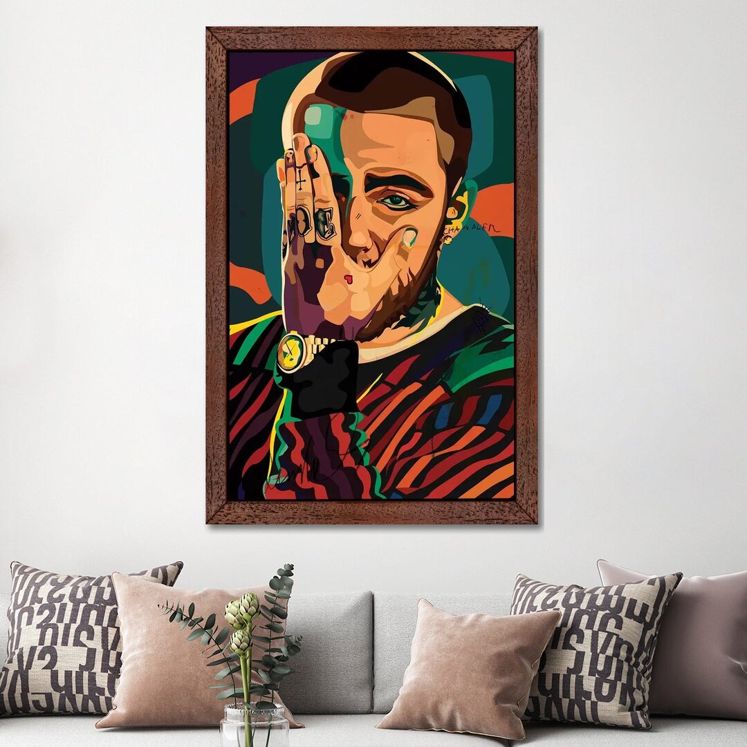 Gerahmtes Leinwandbild - Grafikdruck „Mac Miller Design” von Dai Chris Art