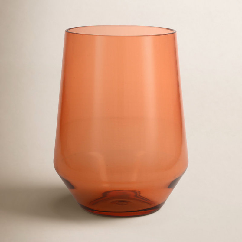 Sole Stemless Wine Glass, 19 oz., Terra Cotta Orange