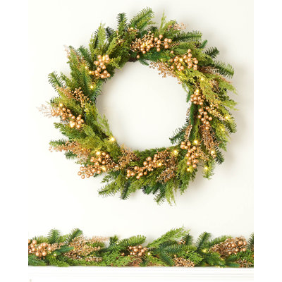 Pre-Lit Berry Mixed Tip Wreath