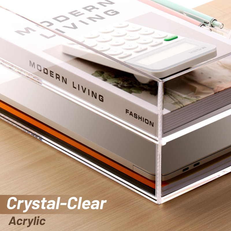 2-Pack Paper Organizer For Desk, Acrylic Stackable Letter Tray, Transparent Paper Tray