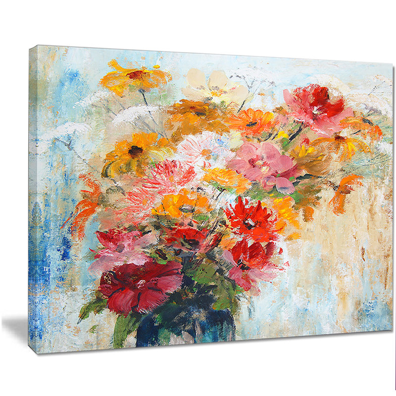 " Flowers In Vase Painted Illustration ", 12" H x 20" W x 1" D