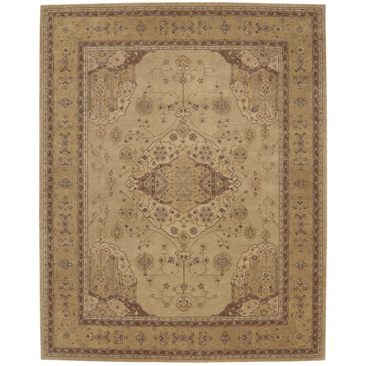 Tapis brun en laine touffeté à la main Lundeen