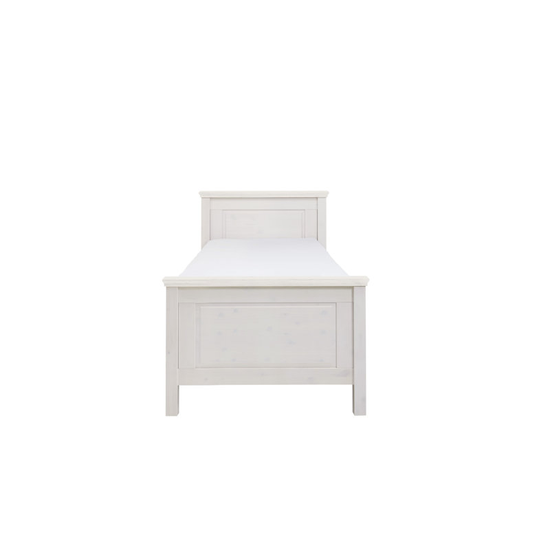 Solid Wood Storage Bed, White, 90 x 200 cm