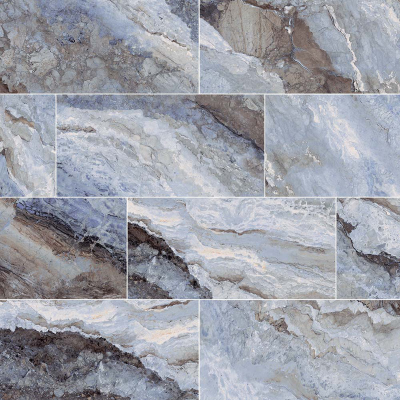 Carreau de porcelaine aspect onyx 12X24 Crystara, Bleu