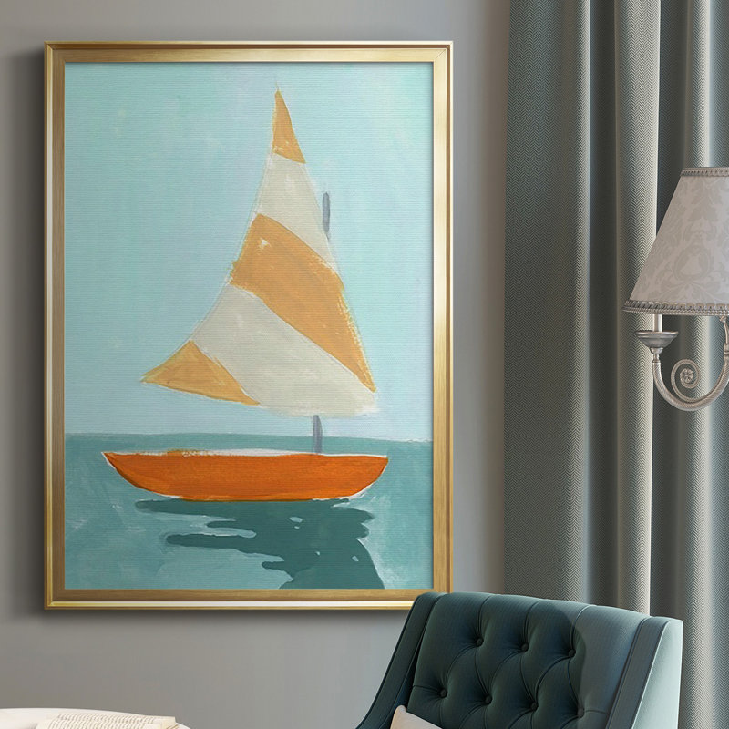 Petite voile I, reproduction encadrée de qualité supérieure - prête à être accrochée, Encadrement doré