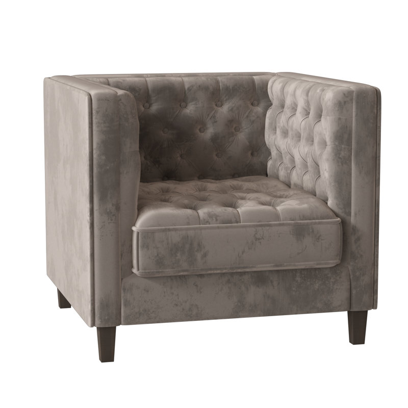 Jess Upholstered Armchair, Bella Granite, Brown Mahogany
