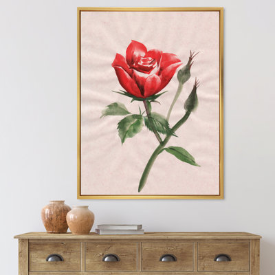«Vintage Red Rose Flower II», reproduction sur toile