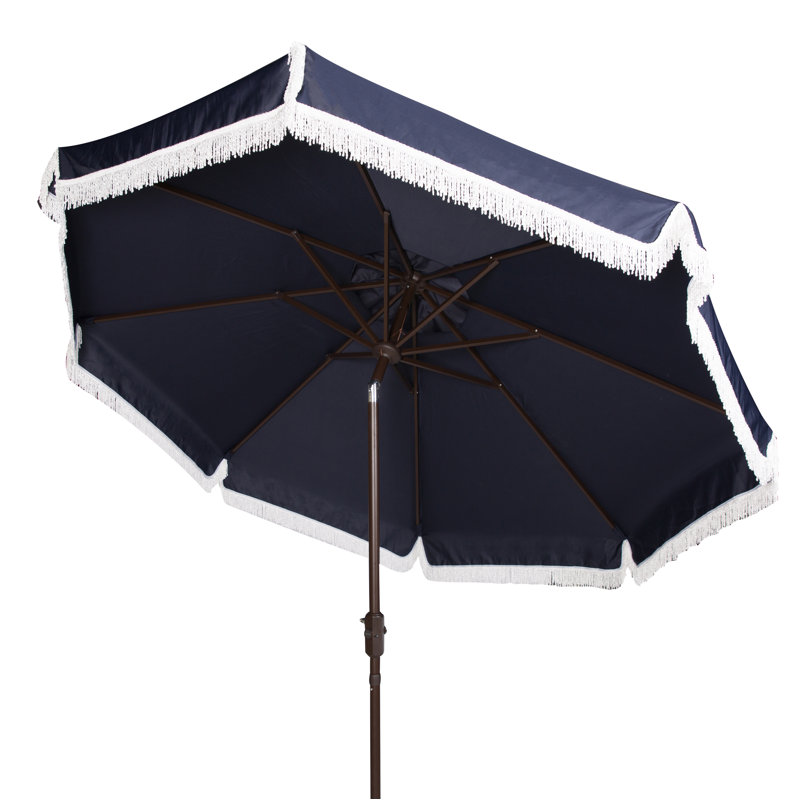 Argentina 100.79'' Tilt Beach Umbrella, Navy/White