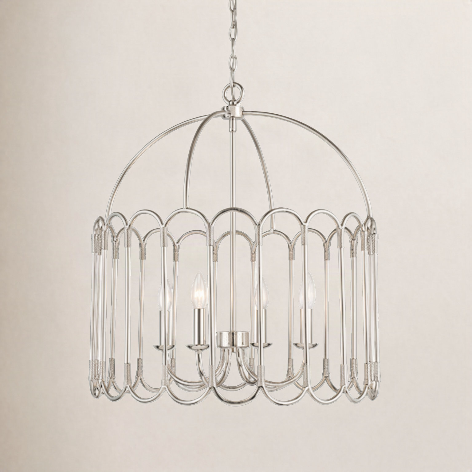 Charla 4-Light Chandelier, Polished Nickel