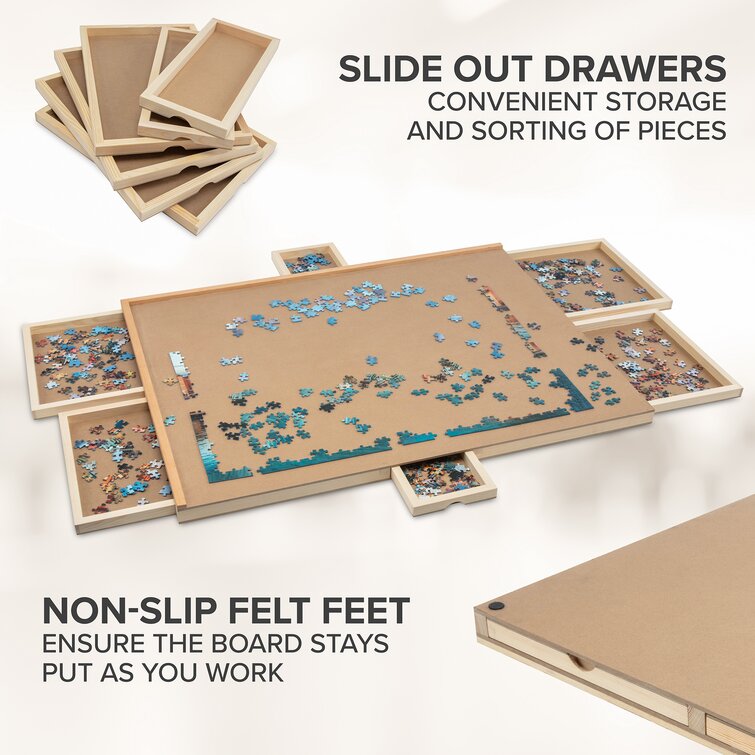 Planche de puzzle de 1500 pièces sans bois avec 4 tiroirs, table de puzzle  portable pour adultes, surface de travail 89,9 x 66 cm, design léger de 4,7  kg : : Jeux et Jouets