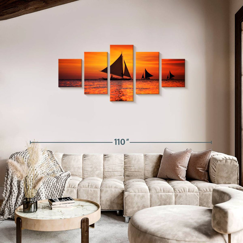 Sailboats In Boracay, 34" H x 74" W