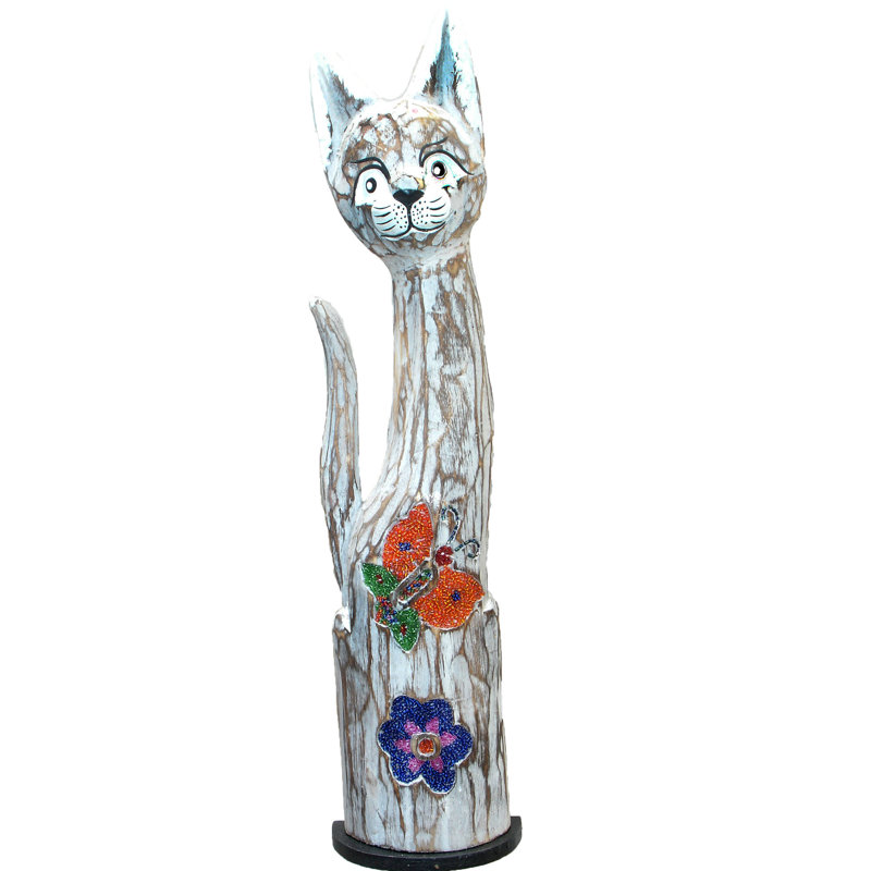 Statue de chat Phillis, H 24 po x l 6 po x P 3 po