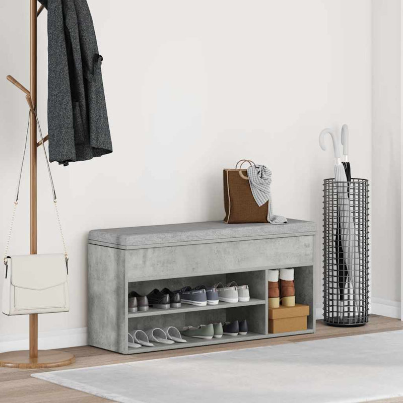 Shoe Bench 102X30.5X45 Cm Engineered Wood, Concrete Grey