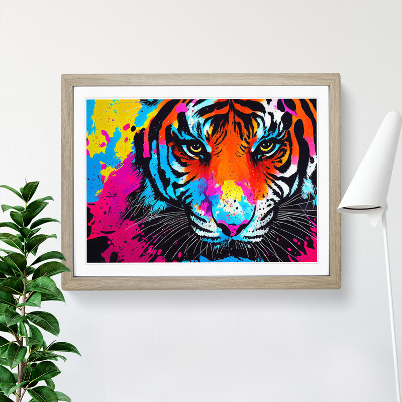 Tiger Splash Vol.6 Abstract - Single Picture Frame Print, 25cm H x 34cm W x 2cm D, Oak