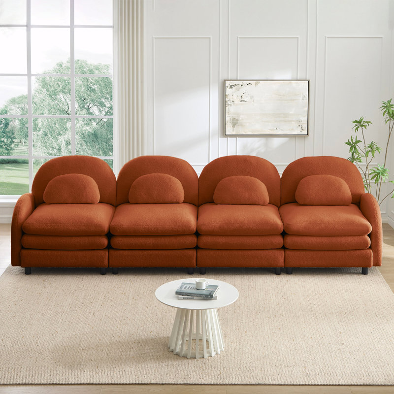 Canapé 4 places Teddy, H 35,4 po x l 129,1 po x P 33,8 po, Orange moelleux