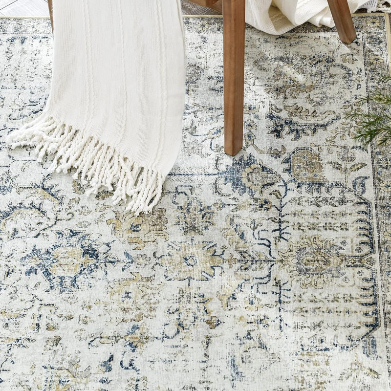 Tapis oriental lavable en chenille avec envers antidérapant pour l'entrée de la cuisine du salon de la chambre à coucher Chenille