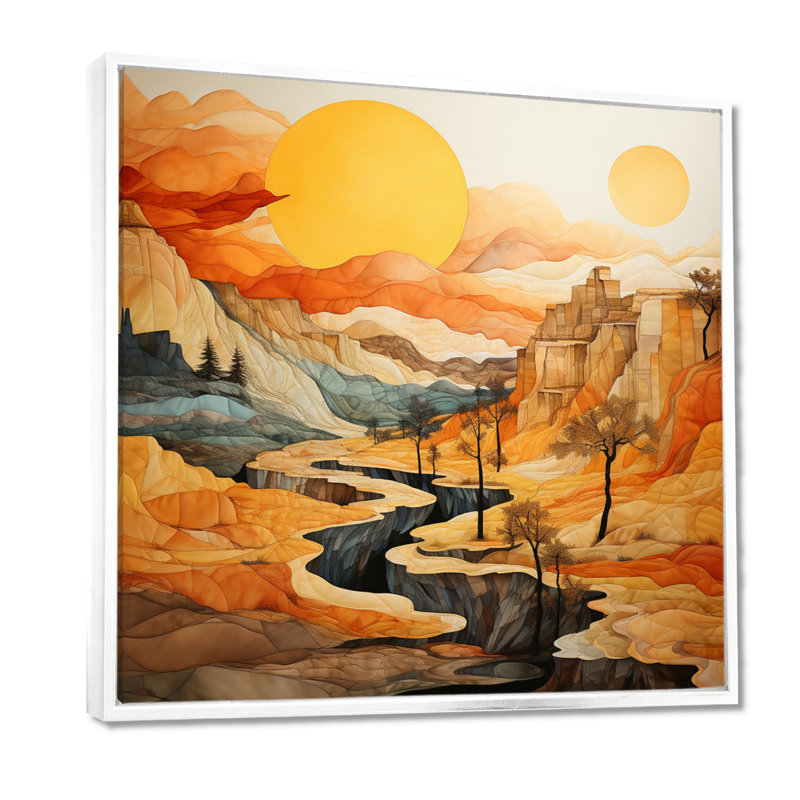 «Bold Landscape Canyon Desert VI - Canyon», art mural, H 24 po x l 24 po x P 1 po, Cadre flottant doré