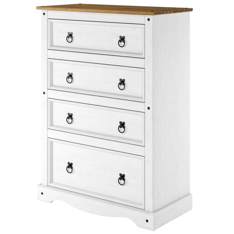 Aadhvik 36.22'' W 4 - Drawer Dresser, White Wash/Antique Brown
