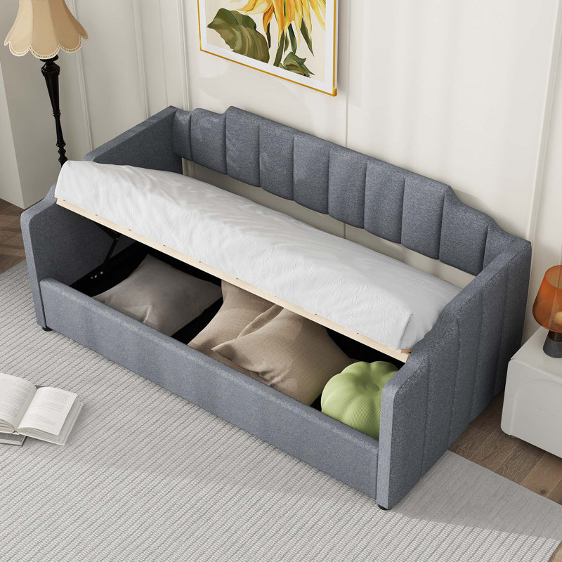 Daybed with Storage Space Underneath, Gray, Twin