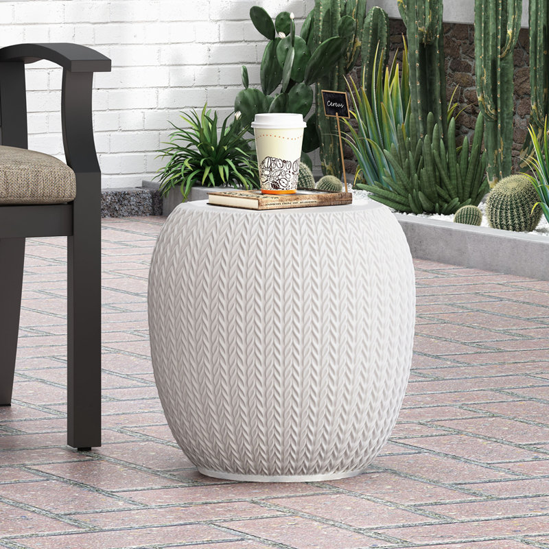 Table d'appoint en béton, Blanc antique