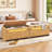 39.4In Fluted Flip top Shoe Bench with Cushioned Seat and LED Light-1251322895