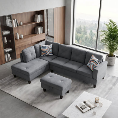Canapé modulaire rembourré réversible avec repose-pieds