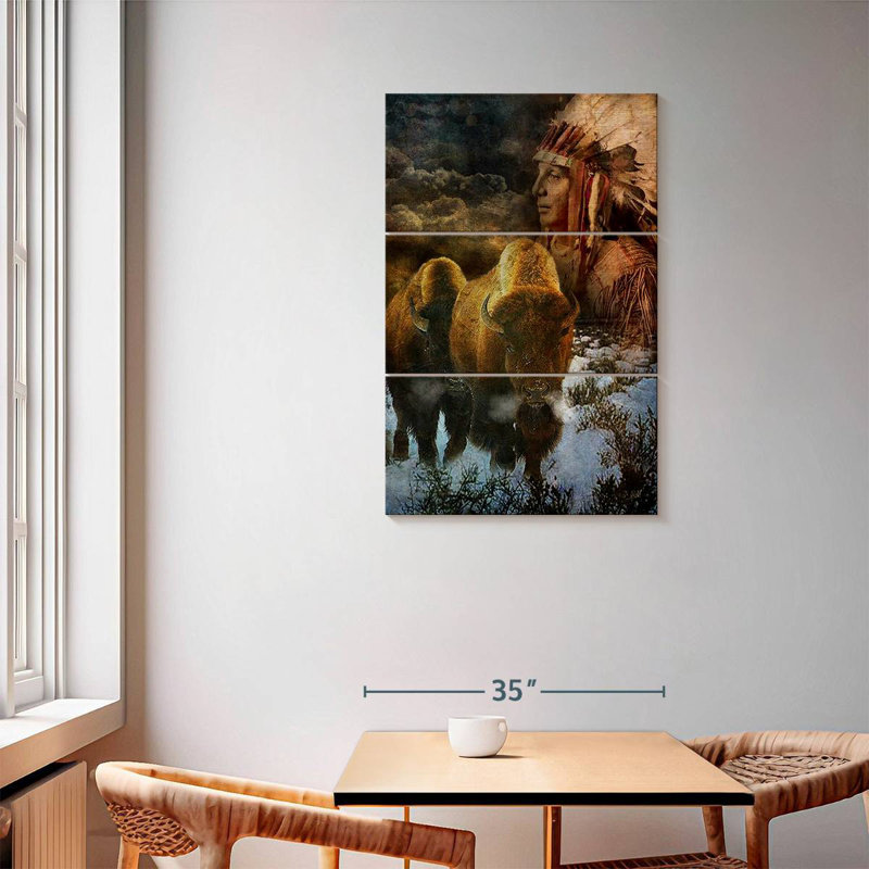 Lelar Bison And The Chief, 57" H x 36" W