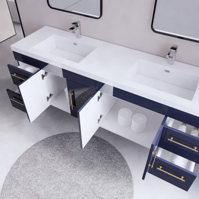 Ensemble de meuble-lavabo double mural 70,5 "Bensley