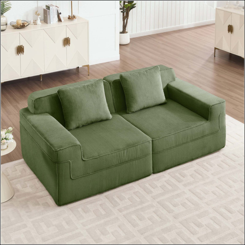 Canapé modulaire à 2 places sans siège, canapé modulaire Cloud avec assise profonde et canapé modulaire moderne à 2 places avec coussins décoratifs