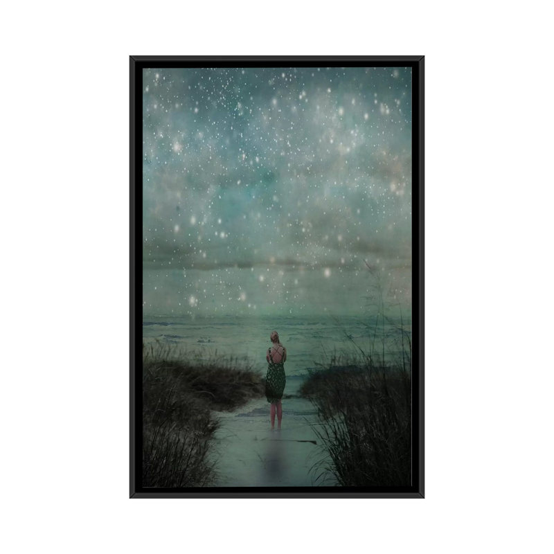 « céleste », impression sur toile, H 26 po x l 18 po x P 1,5 po, Toile avec cadre noir, Pas de tapis