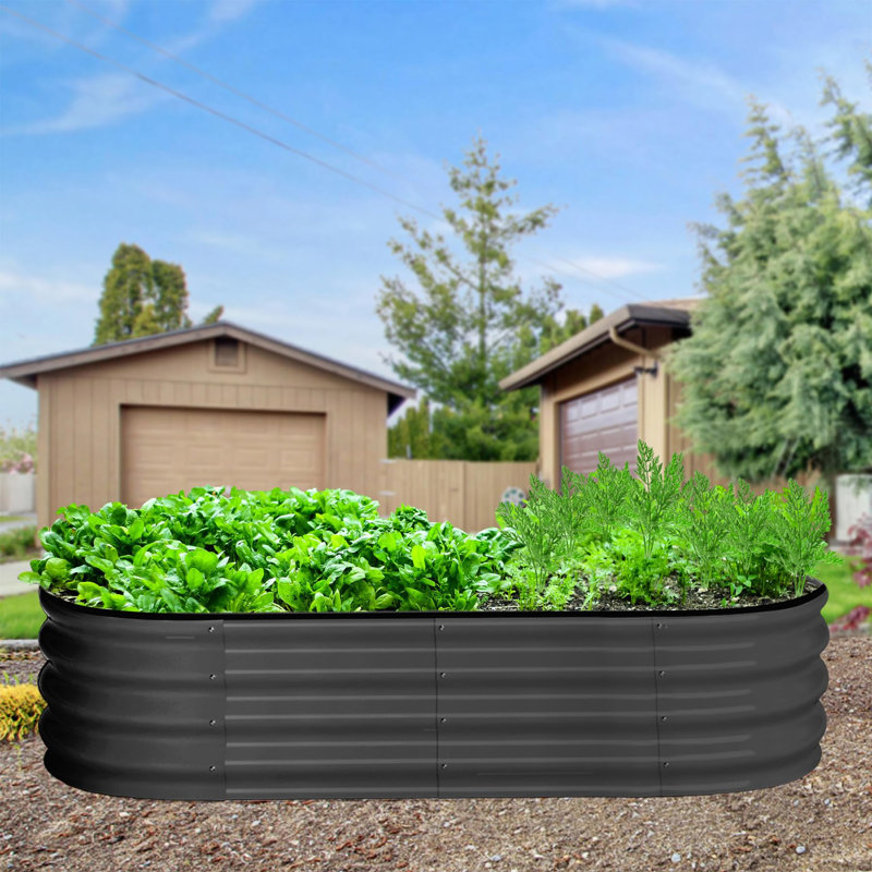 4.5X2X1 FT 2 Pcs Galvanized Oval Raised Garden Bed for Outdoor with Open-Ended Base,Large Metal Raised Planter Beds for Vegetables,Flowers