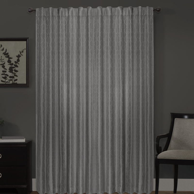 Harbuck Geometric Blackout Thermal Rod Pocket Single Curtain Panel, Charcoal, 50" W x 84" L
