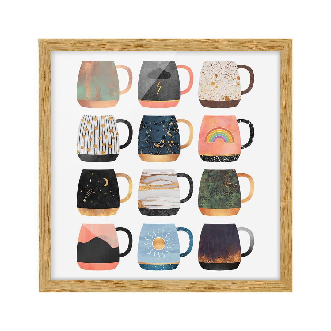 Gerahmtes Poster Favorite Cups mit Gold