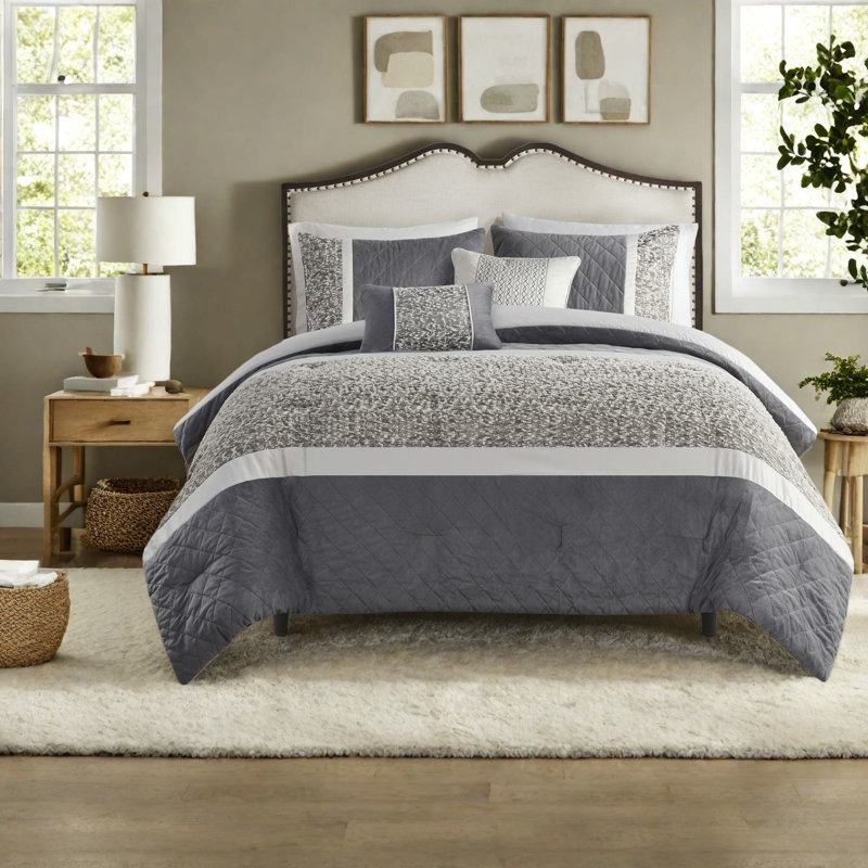 Piece Bedding Sets, Polyester Full Queen Jacquard Stripe For Home