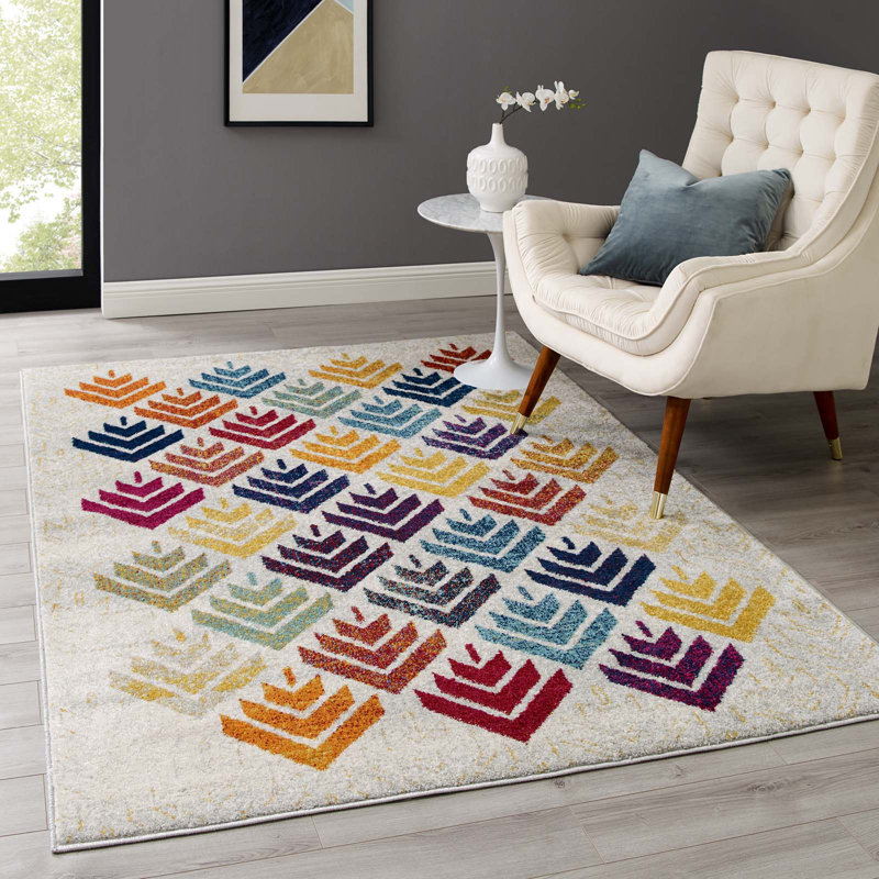 Florin Multicolor Abstract Floral Non-Slip Area Rug 5x8