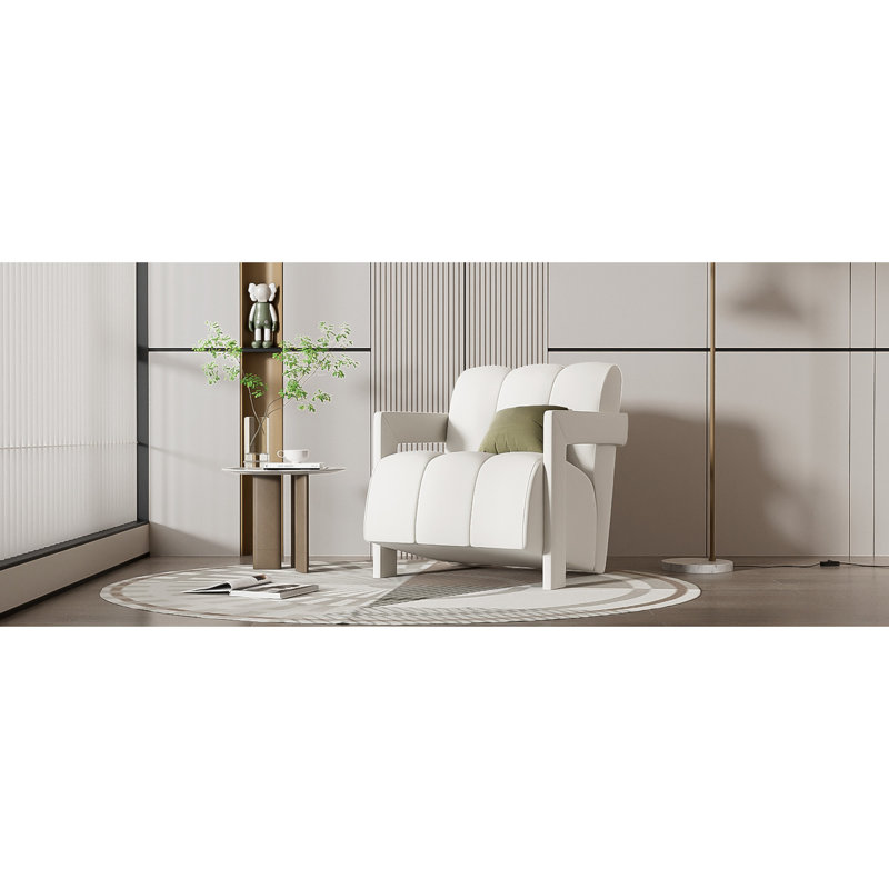 Fauteuil de salon moderne - dimension 26,3 po, construction en L, capacité de charge de 228 lb, Blanc